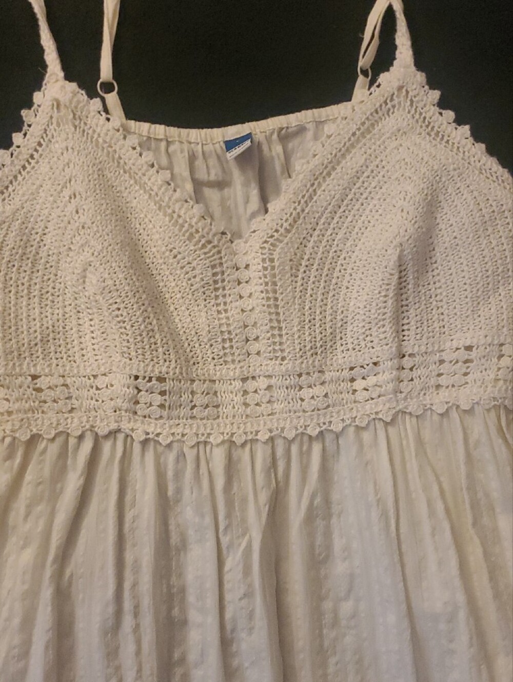 Old Navy White Cotton Sundress with Crochet Bodice - Picture 2 of 4